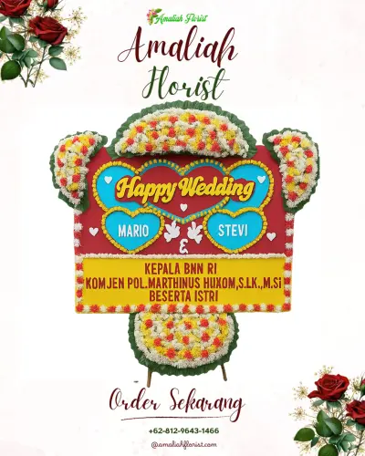 Karangan Papan Bunga Pernikahan di Panjang
